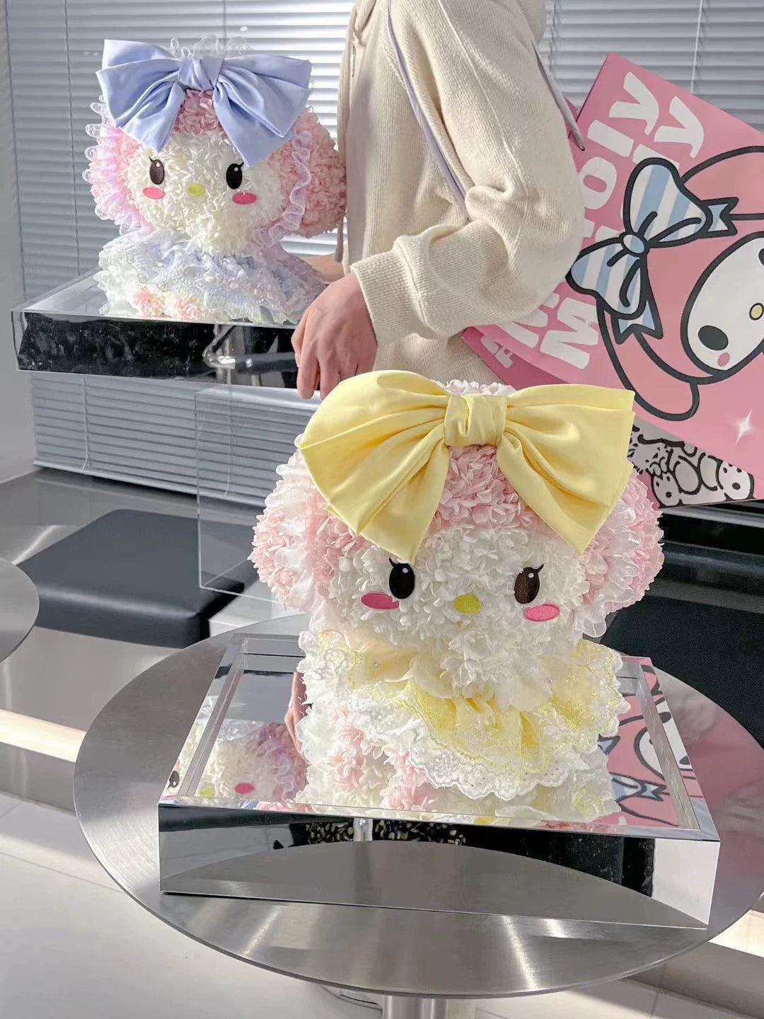 My Melody Eternal Flower Bunny Figurine - Adorable Real Flower Decoration Gift for Girlfriends and Friends