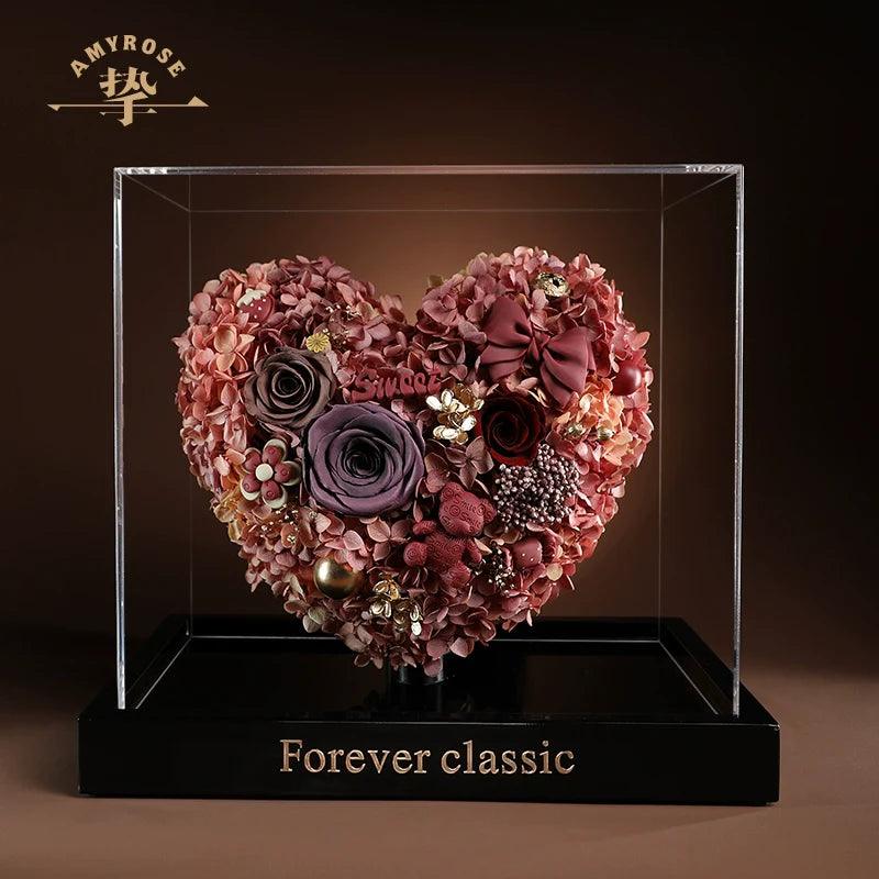 Heart Flutter Eternal Rose Elegant Heart-Shaped Ornament – Perfect Wedding Gift for Bridesmaids, Girlfriends