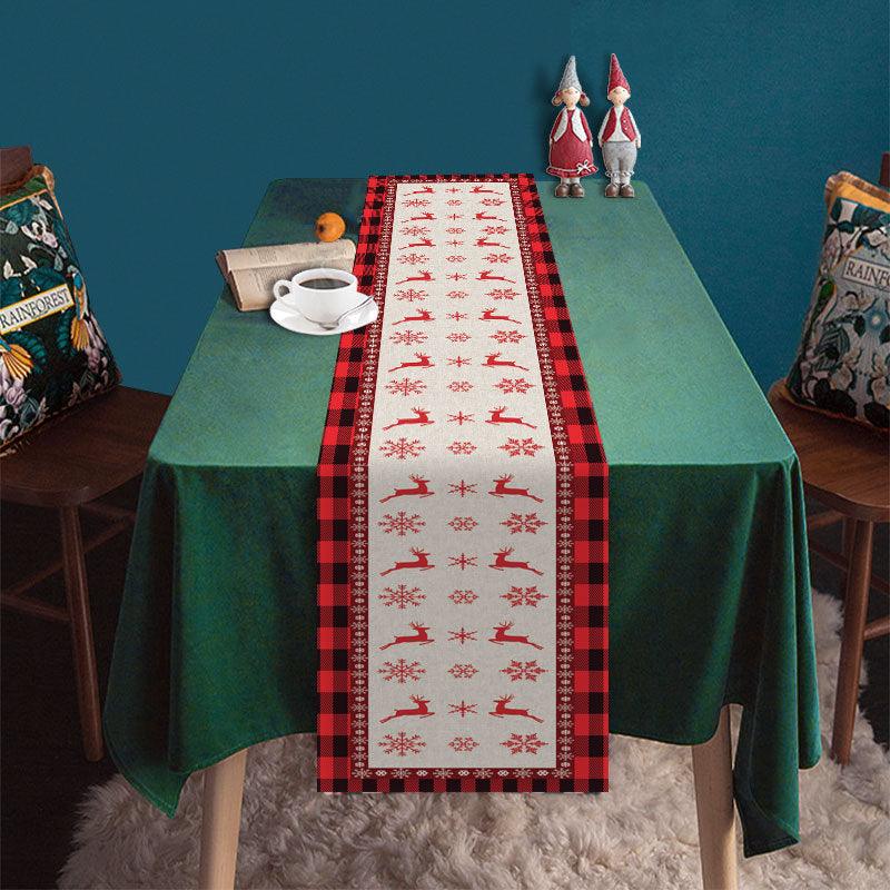 Christmas table flag deer Santa table mat festive atmosphere decoration tablecloth manufacturer