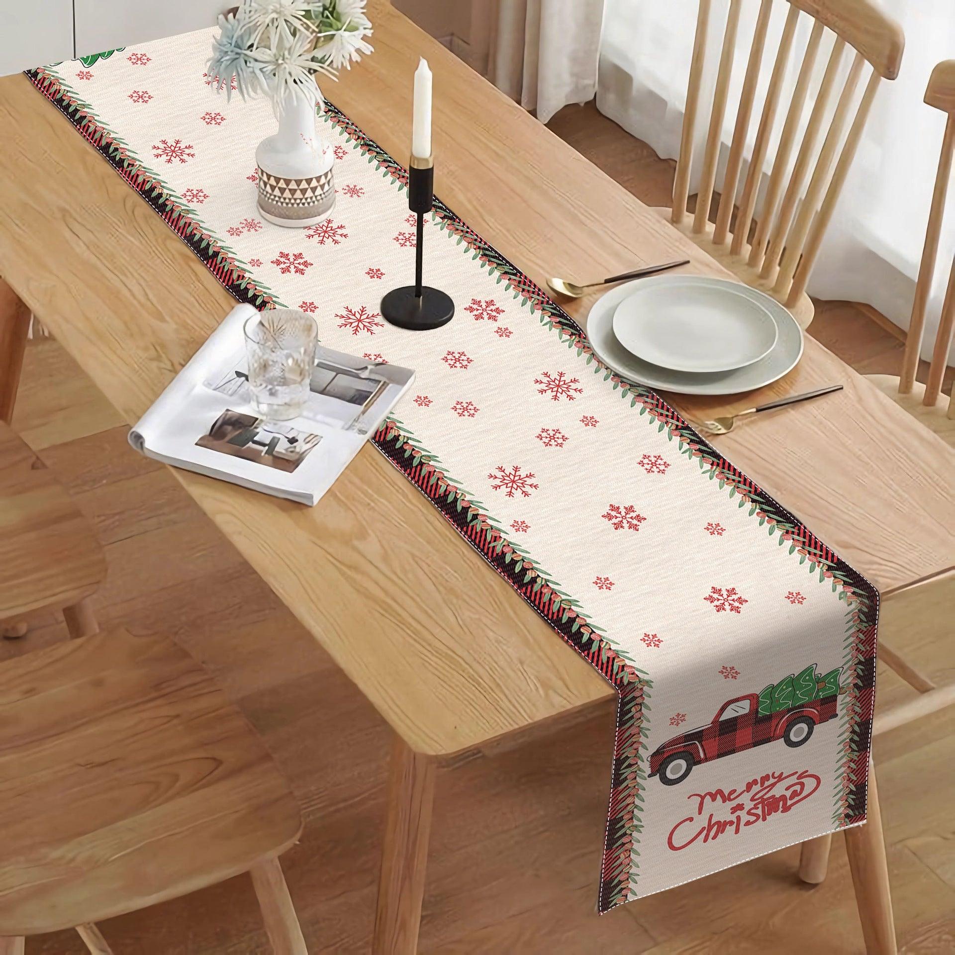 new Christmas table flag, little dwarf elk decoration holiday cloth tablecloth placemat decoration thermal insulation mat