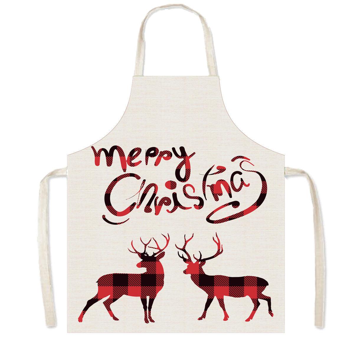 new Christmas apron holiday party Santa Claus elk apron kitchen anti-fouling apron