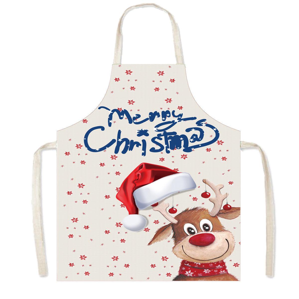 new Christmas apron holiday party Santa Claus elk apron kitchen anti-fouling apron