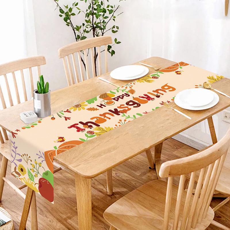 new Thanksgiving table flag autumn pumpkin maple leaf print table flag home decoration dining table coffee table tablecloth