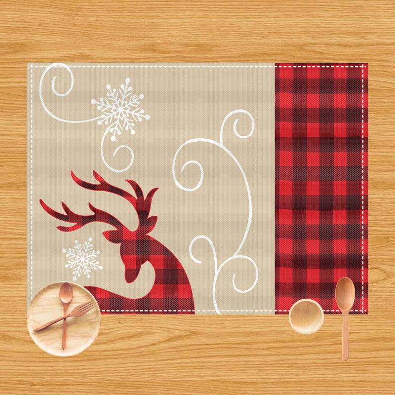 New Christmas table mat Santa elk festive atmosphere decorative placemat insulation mat