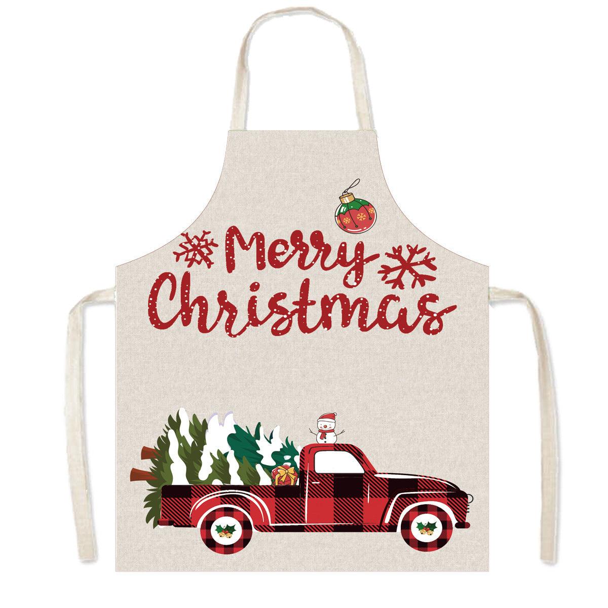 new Christmas apron holiday party Santa Claus elk apron kitchen anti-fouling apron