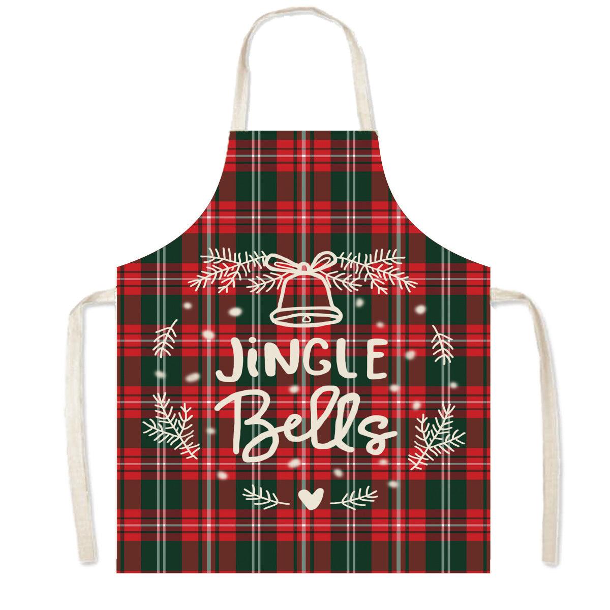 new Christmas apron festive atmosphere plaid elk apron kitchen anti-fouling smock apron