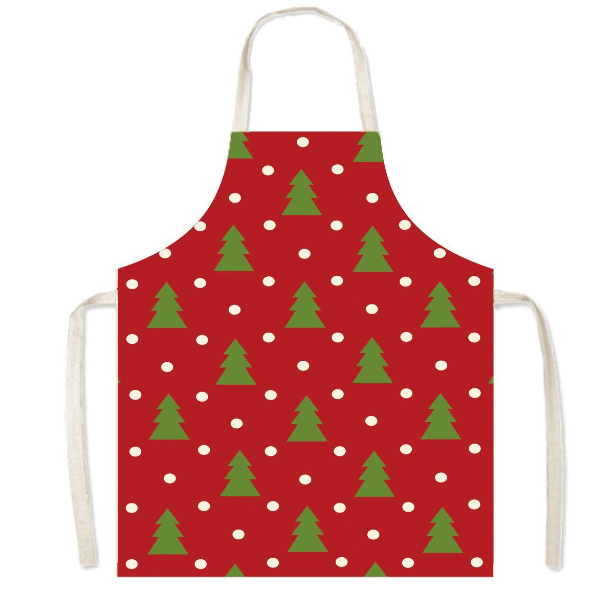 new Christmas apron festive atmosphere plaid elk apron kitchen anti-fouling smock apron