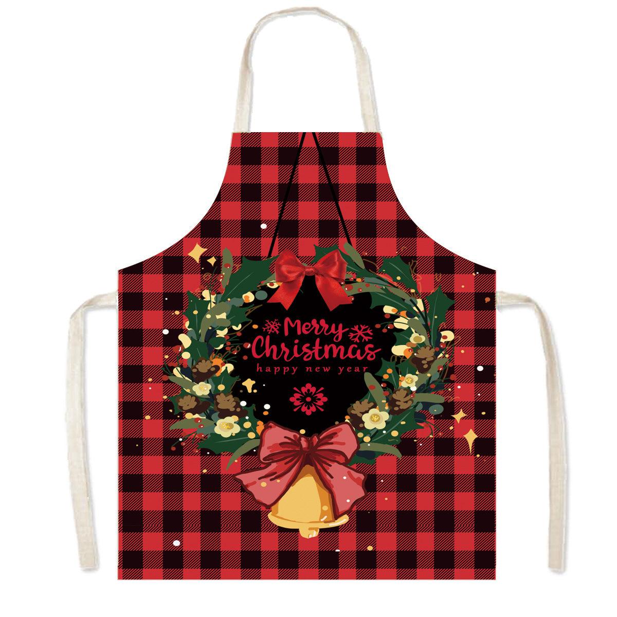 new Christmas apron holiday party Santa Claus elk apron kitchen anti-fouling apron