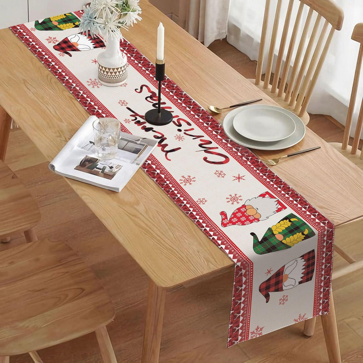 new Christmas table flag, little dwarf elk decoration holiday cloth tablecloth placemat decoration thermal insulation mat