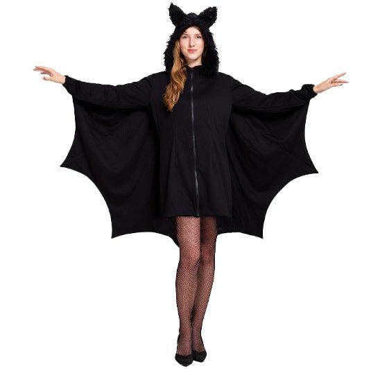 Halloween Vampire Bat Costume for Women - Gothic Witch Cosplay Outfit with Bat Wings