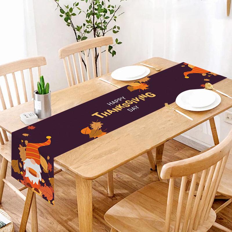 new Thanksgiving table flag autumn pumpkin maple leaf print table flag home decoration dining table coffee table tablecloth