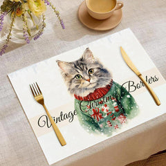 new Christmas cat placemats, restaurant insulation tablecloths, Amazon festive atmosphere decoration insulation mats