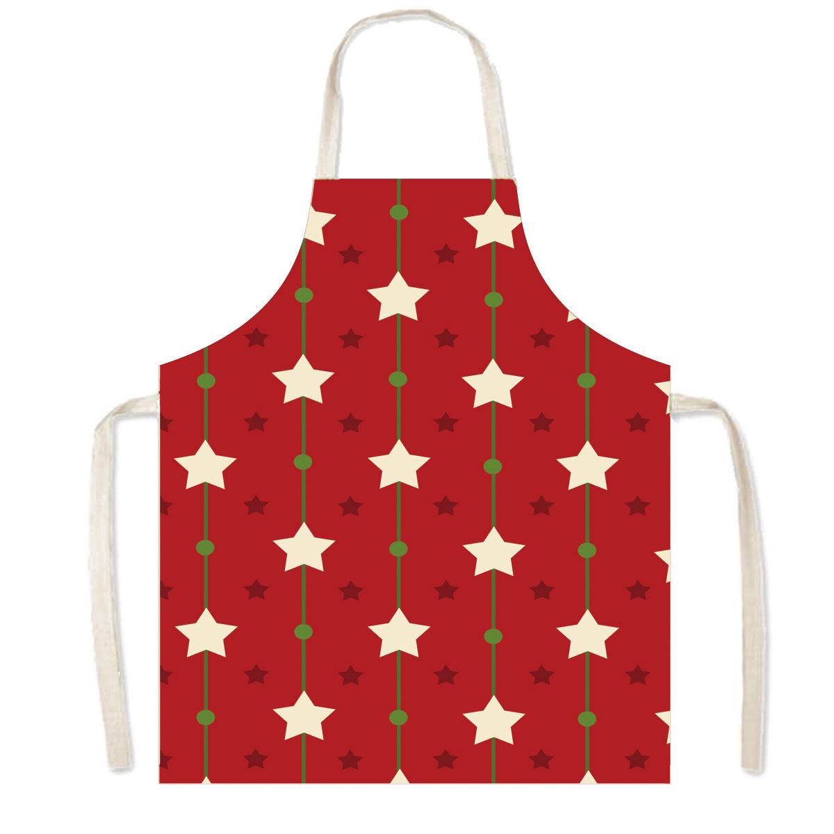 new Christmas apron festive atmosphere plaid elk apron kitchen anti-fouling smock apron