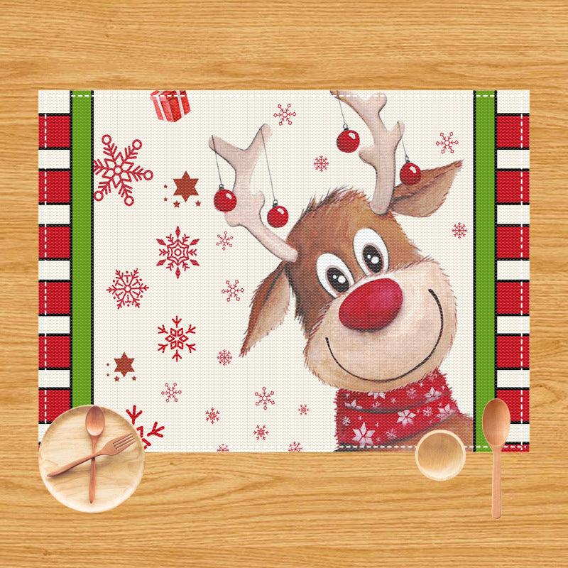 New Christmas table mat Santa elk festive atmosphere decorative placemat insulation mat