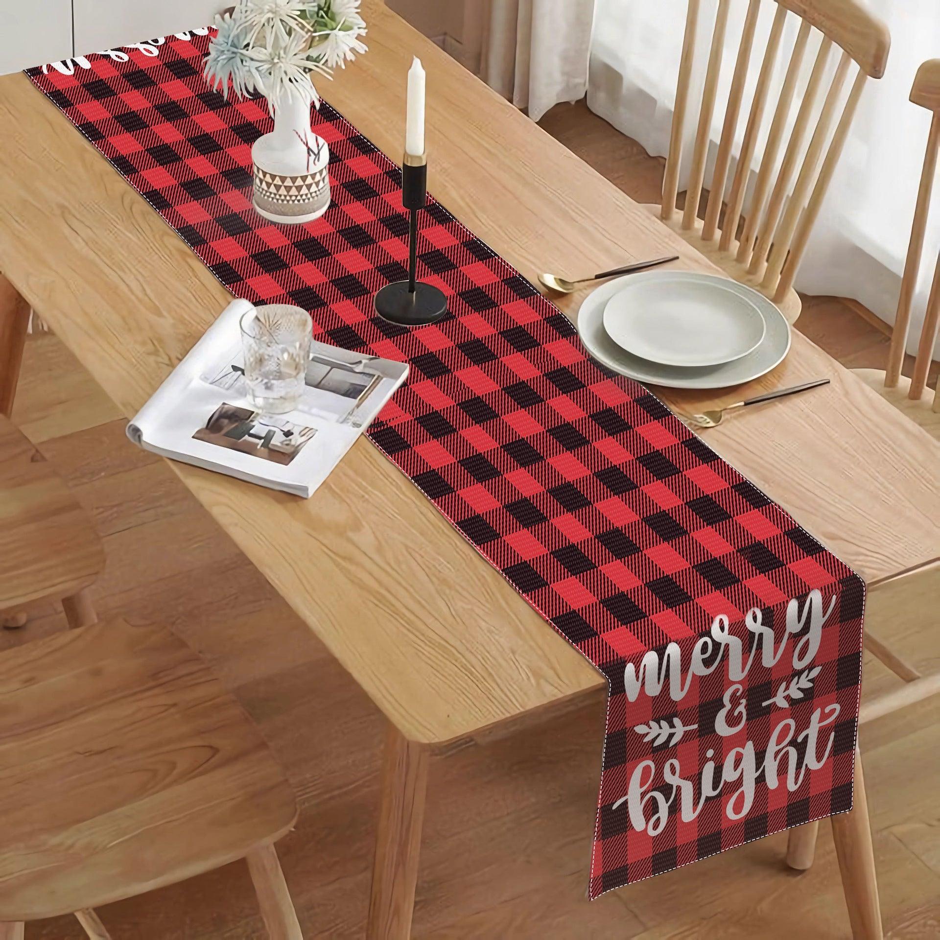 new Christmas table flag, little dwarf elk decoration holiday cloth tablecloth placemat decoration thermal insulation mat