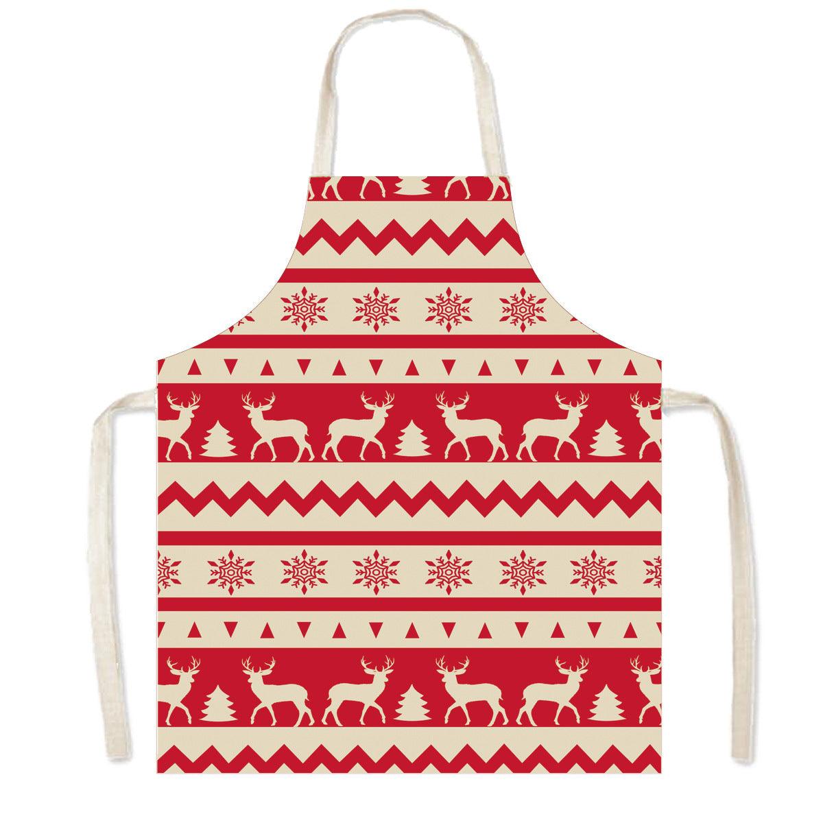 new Christmas apron festive atmosphere plaid elk apron kitchen anti-fouling smock apron