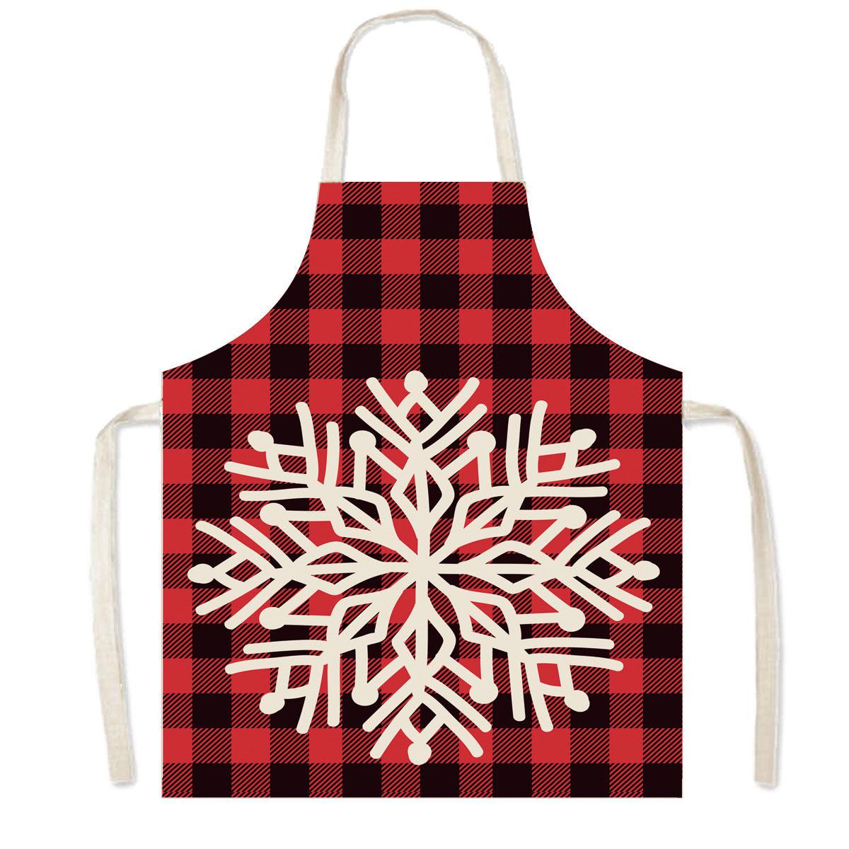 new Christmas apron festive atmosphere plaid elk apron kitchen anti-fouling smock apron