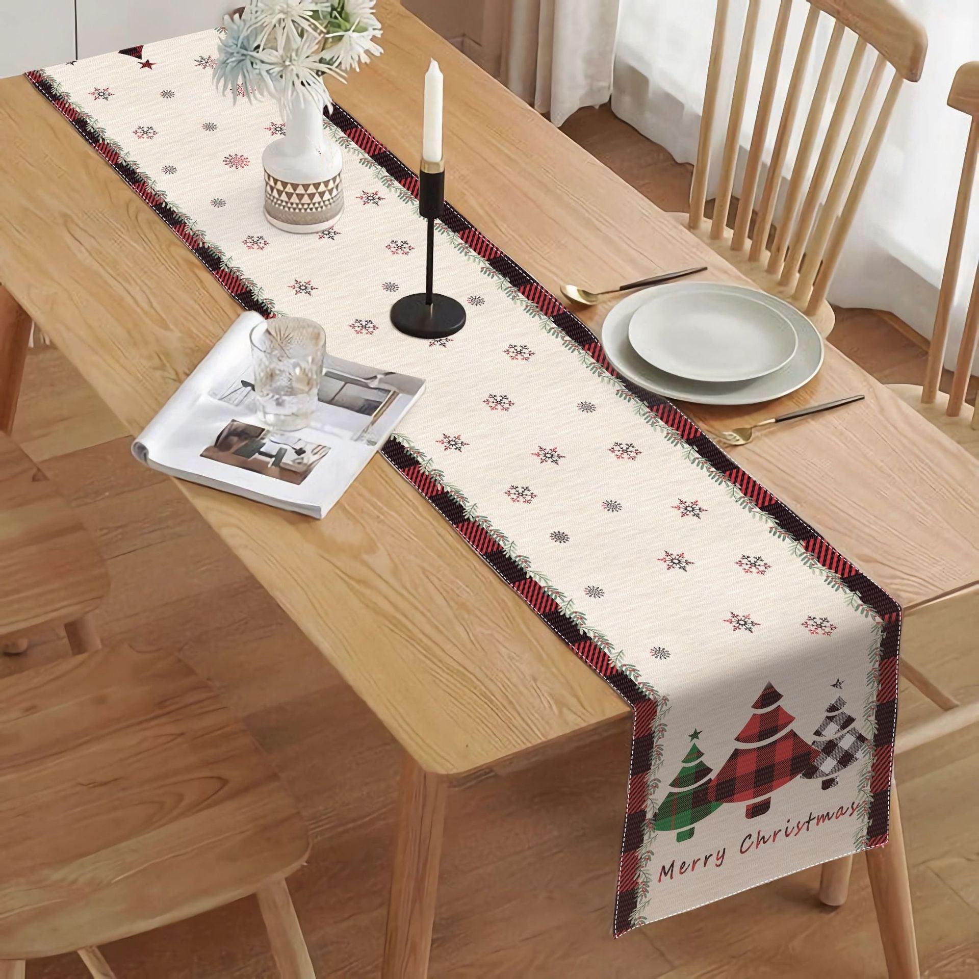 new Christmas table flag, little dwarf elk decoration holiday cloth tablecloth placemat decoration thermal insulation mat