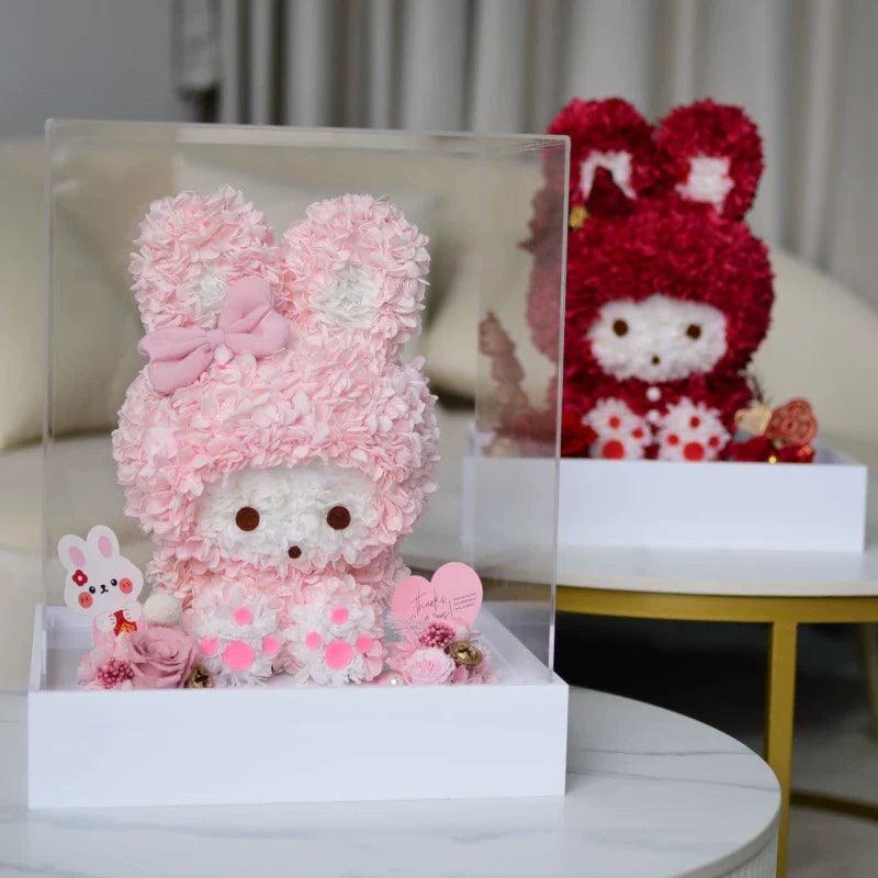 My Melody Eternal Flower Bunny Figurine - Adorable Real Flower Decoration Gift for Girlfriends and Friends