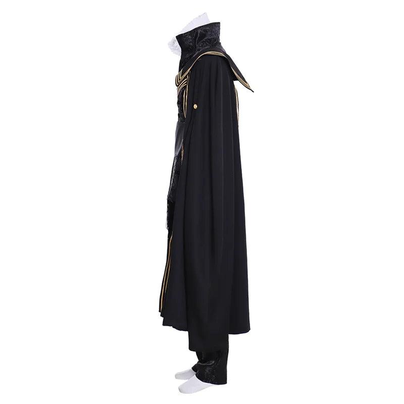 Queen Elizabeth Tudor Black Medieval Cosplay Outfit with Cape | Renaissance Men’s Vintage Costume