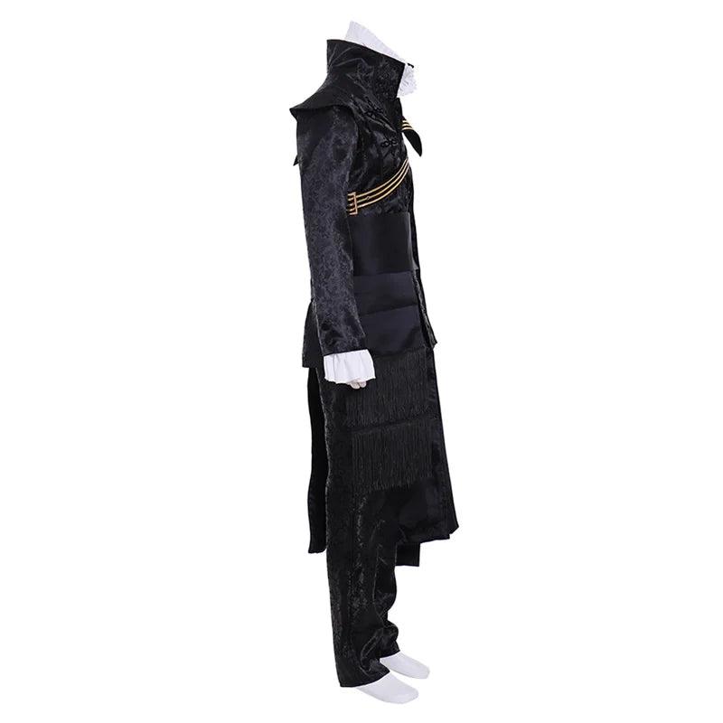 Queen Elizabeth Tudor Black Medieval Cosplay Outfit with Cape | Renaissance Men’s Vintage Costume