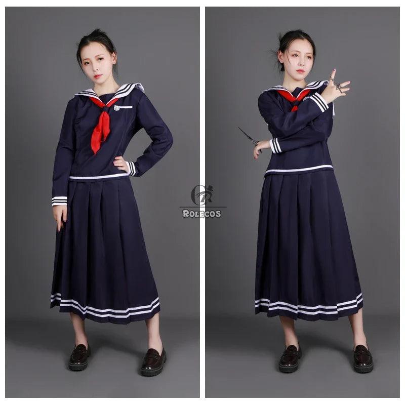 Game Danganronpa Cosplay Costume Fukawa Toko Cosplay Costume Women Black School Uniform Halloween Top Skirt Tie Full Set