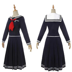 Game Danganronpa Cosplay Costume Fukawa Toko Cosplay Costume Women Black School Uniform Halloween Top Skirt Tie Full Set