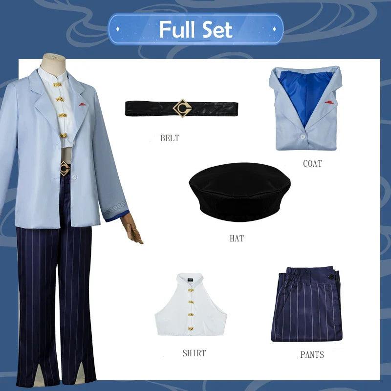 Game Genshin Impact And Pizza Hut Yelan Cosplay Costume Halloween Party Outfit Yelan Blue Women Suit Full Set