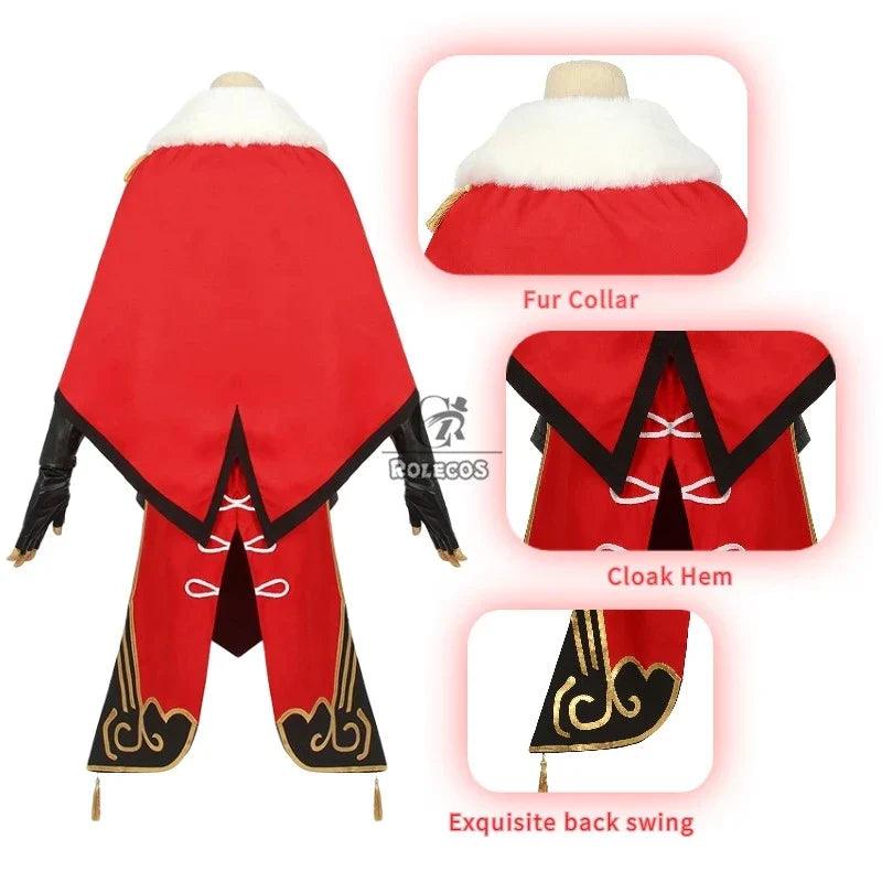 Game Genshin Impact Beidou Cosplay Costume Women Black Red Costume Halloween Dress Cloak Headwear Full Set