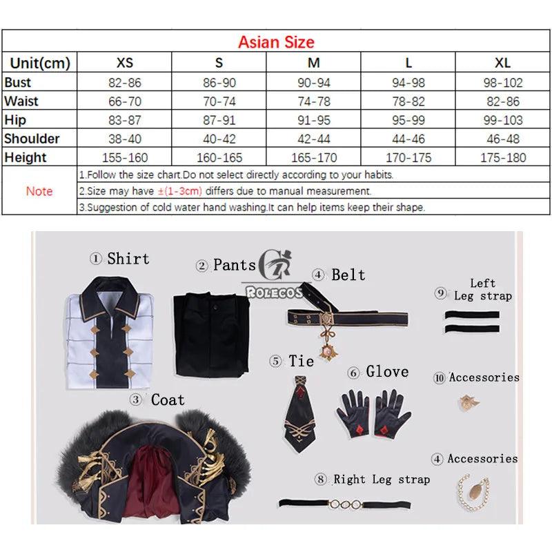 Game Genshin Impact Cosplay Costume Diluc Cosplay Costume Men Black Costume Uniform Halloween Shirt Pants Glove Full Set