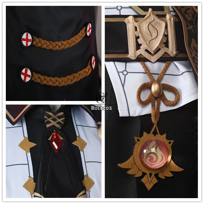 Game Genshin Impact Cosplay Costume Diluc Cosplay Costume Men Black Costume Uniform Halloween Shirt Pants Glove Full Set