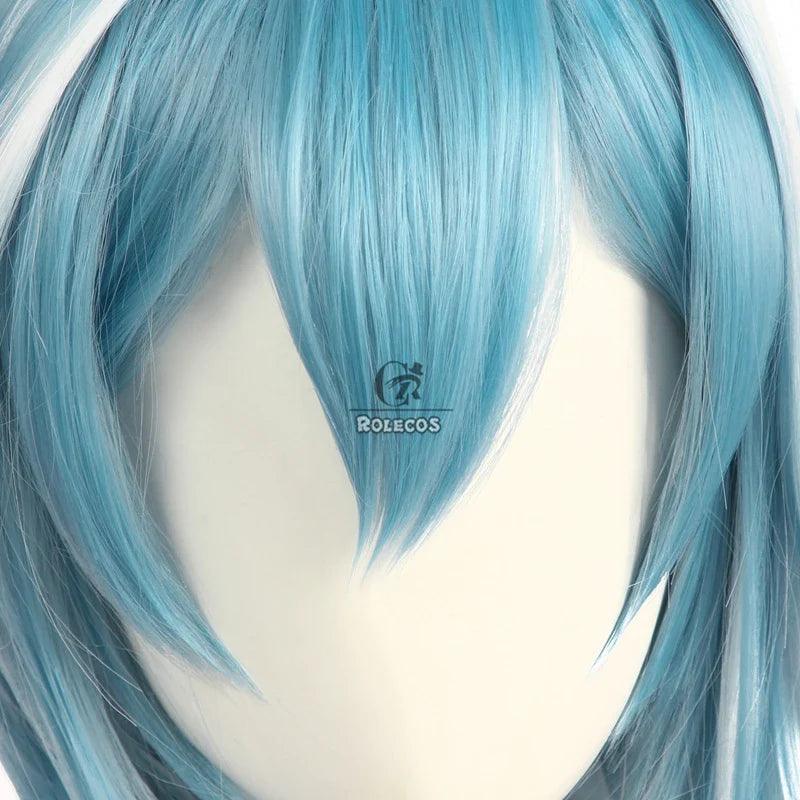 Game Genshin Impact Cosplay Wig Eula 50cm Blue Headwear Eula Cos  Heat Resistant Synthetic Hair