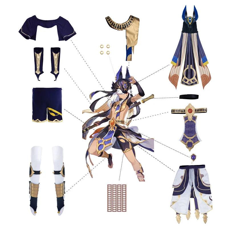 Game Genshin Impact Cyno Cosplay Costume Men Combat Uniform Boy Costume Halloween Party Costume Full Set with Hat