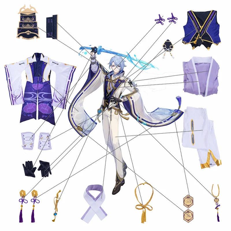 Game Genshin Impact Kamisato Ayato Cosplay Costume Kamisato Ayato Costume Halloween Men Cosplay Costume Full Set