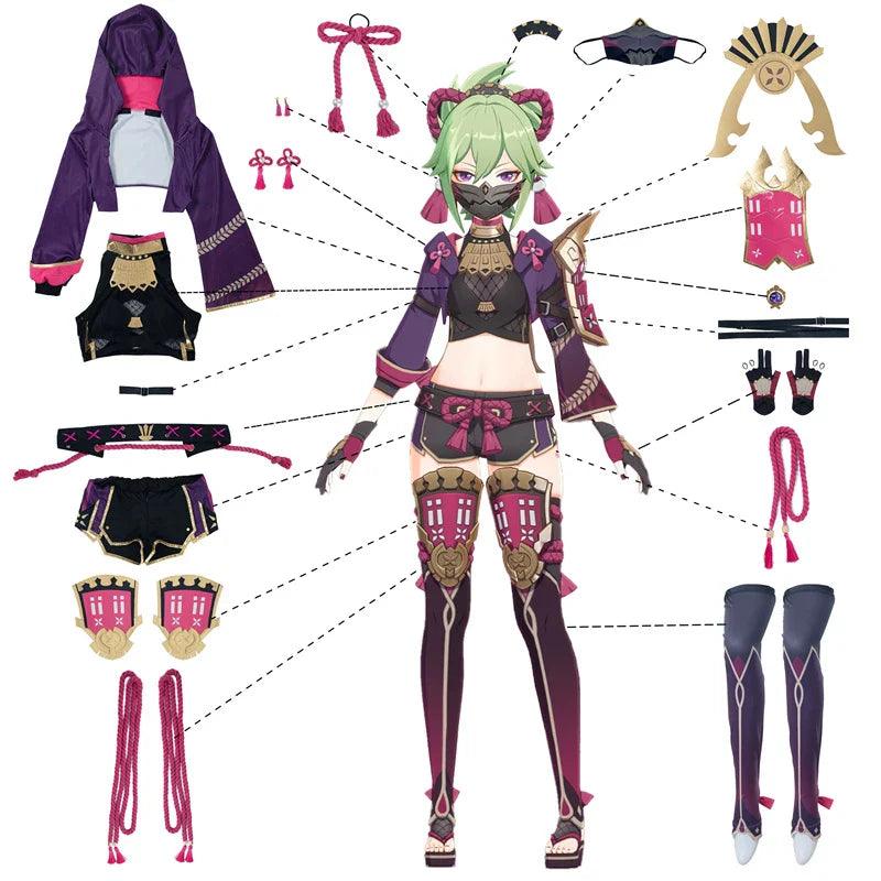 Game Genshin Impact Kuki Shinobu Cosplay Costume Kuki Shinobu Halloween Party Outfit Women Cosplay Costume Full Set