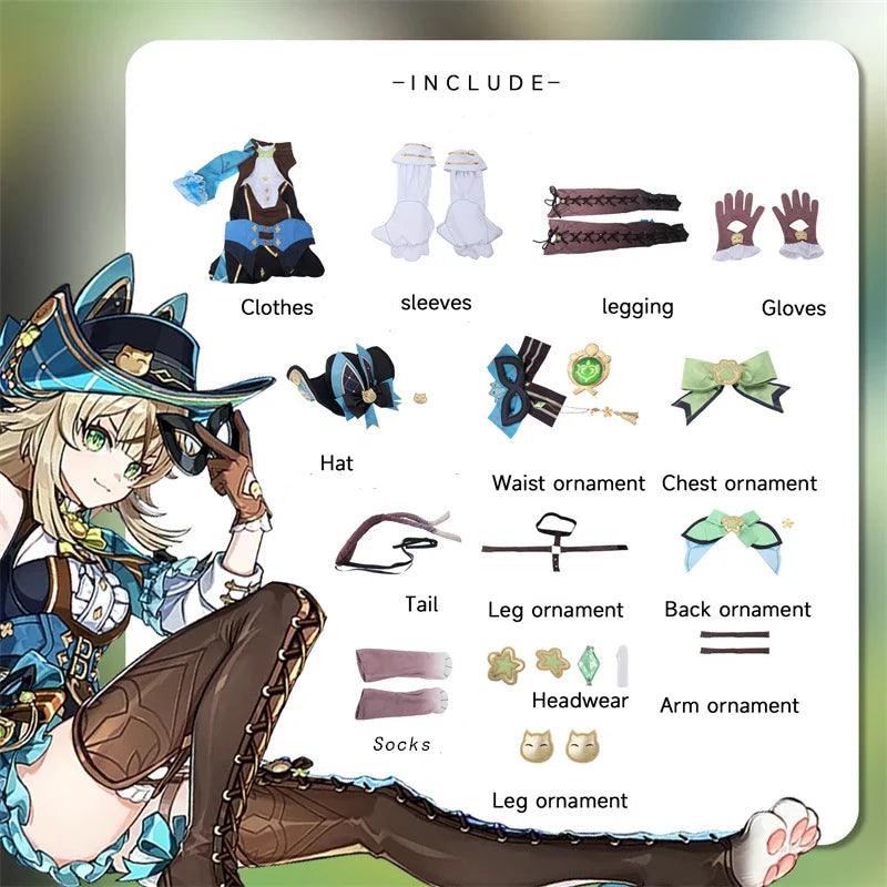 Game Genshin Impact Phantom in Boots Kirara Cosplay Costume Kirara Cat Style Women Uniform Halloween Party Outfit