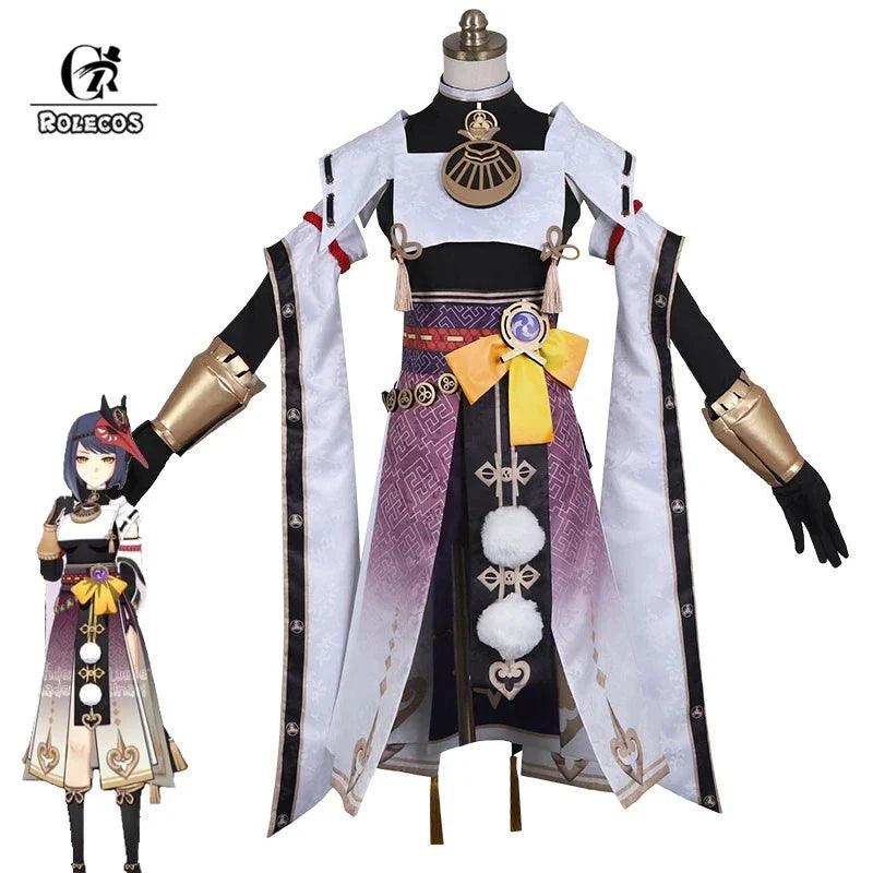 Game Genshin Impact Sara Cosplay Costume Kujou Sara Cosplay Costumes Women Dress Outfits Halloween Full Set with Mask