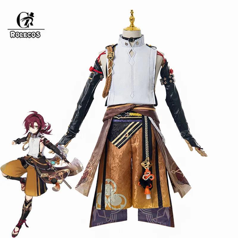 Game Genshin Impact Shikanoin Heizou Cosplay Costume Brown Men Cosplay Costume Halloween Top Pant Uniform Full Set