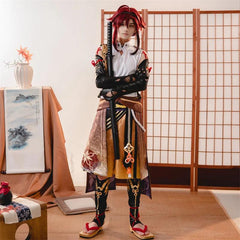 Game Genshin Impact Shikanoin Heizou Cosplay Costume Brown Men Cosplay Costume Halloween Top Pant Uniform Full Set