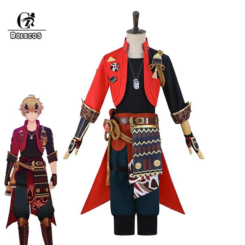 Game Genshin Impact Tohma Cosplay Costume Thoma Cosplay Costume for Man Halloween Cosplay Full Set with Headwear