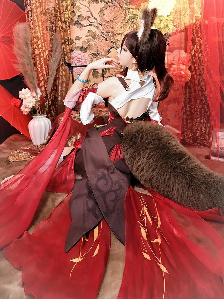 Game Honkai Star Rail Tingyun Cosplay Costume Ancient Style Fox Tails Design Women Dress Halloween Carnival Party Suit