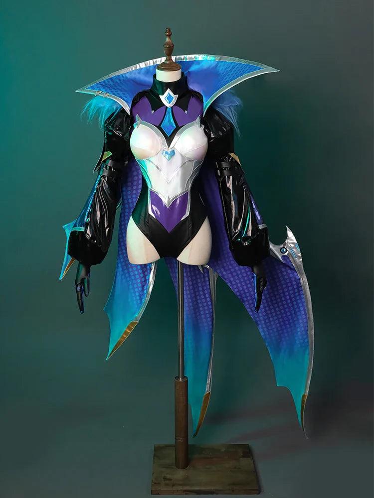 Game LOL Battle Bat Xayah Cosplay Costume LOL Xayah Uniform Halloween Women Jumpsuit with Cloak New Skin