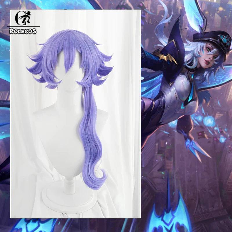 Game LOL Battle Bat Xayah Cosplay Wig 45cm Blue Color Women Xayah Wigs Heat Resistant Synthetic Hair