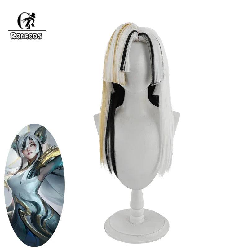 Game LOL Calligraphia Xayah Cosplay Wig 55cm Mixed Color Women Cosplay Wigs Heat Resistant Synthetic Hair