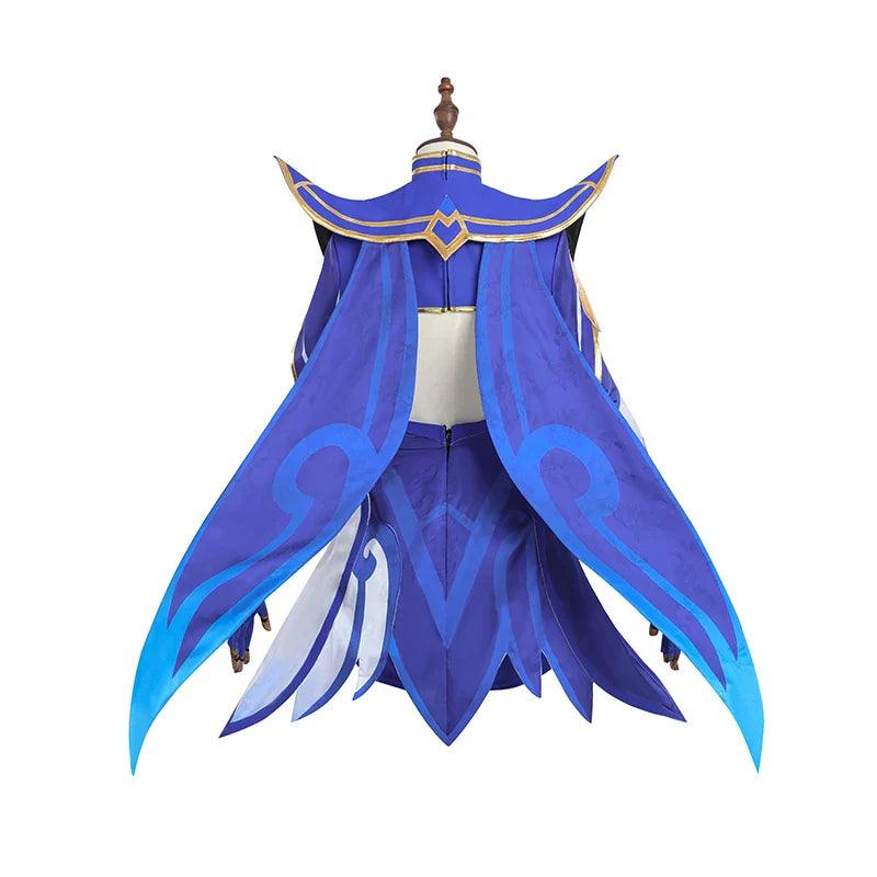 Game LOL Celadon Irelia Cosplay Costume New Skin Irelia Women Cosplay Costume Halloween Blue White Dress Full Set