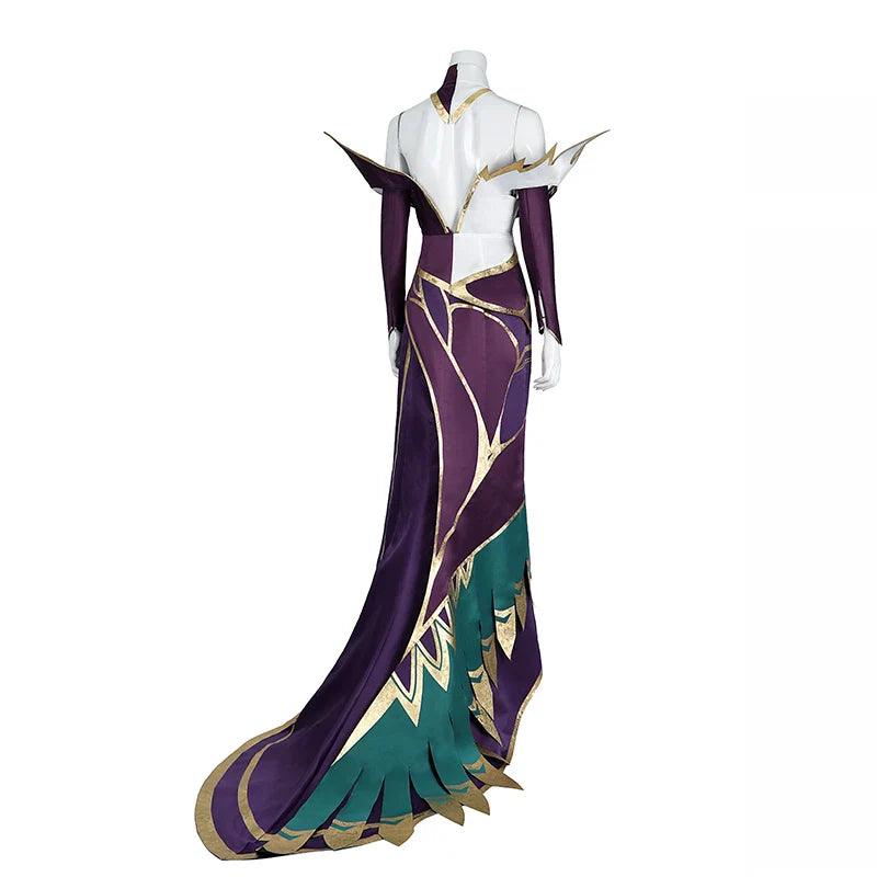 Game LOL Coven Morgana Cosplay Costume Women Sexy Morgana Costume Witch Cosplay Halloween Purple Dress Full Set