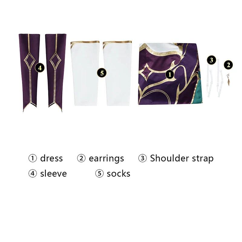 Game LOL Coven Morgana Cosplay Costume Women Sexy Morgana Costume Witch Cosplay Halloween Purple Dress Full Set