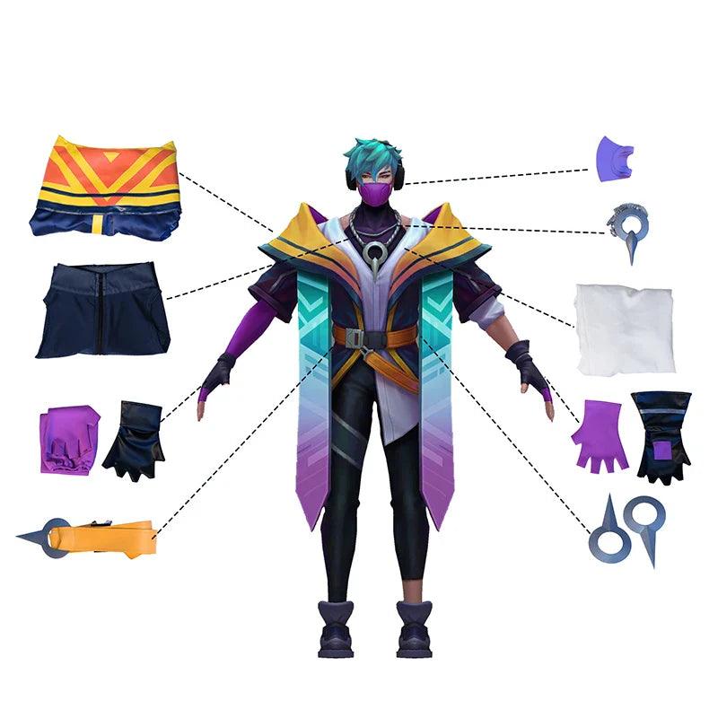 Game LOL HEARTSTEEL Aphelios Cosplay Costume LOL Men Roleplay Outfits Aphelios Women Suit Halloween Full Set With Mask