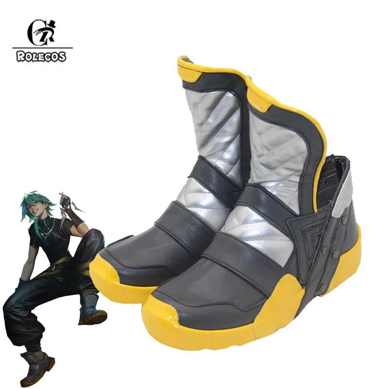 Game LOL HEARTSTEEL Ezreal Cosplay Shoes Flat Men Zipper Sports Shoes Halloween Party Male Shoes