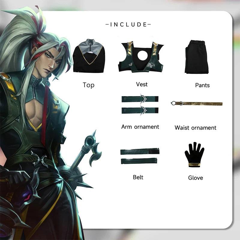 Game LOL HEARTSTEEL Yone Cosplay Costume LOL Adult Men Roleplay Fantasia Outfits Male Yone Uniform Halloween Full Set